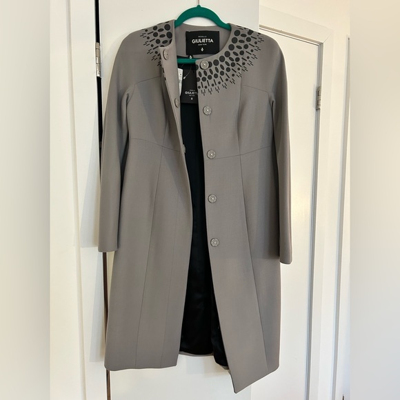NWT Giulietta grey wool fitted jacket coat Size 40, Barneys New York - Picture 7 of 7